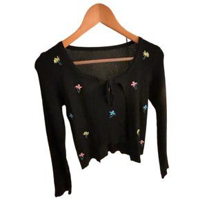 One of a kind attached sweater and camisole with flowers